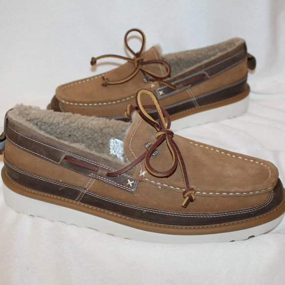 NIB UGG‎ WOMEN\'S DEX LEATHER SUEDE SHERALING LINED SHOES SLIPPERS CHESNTUT BROWN main image 7